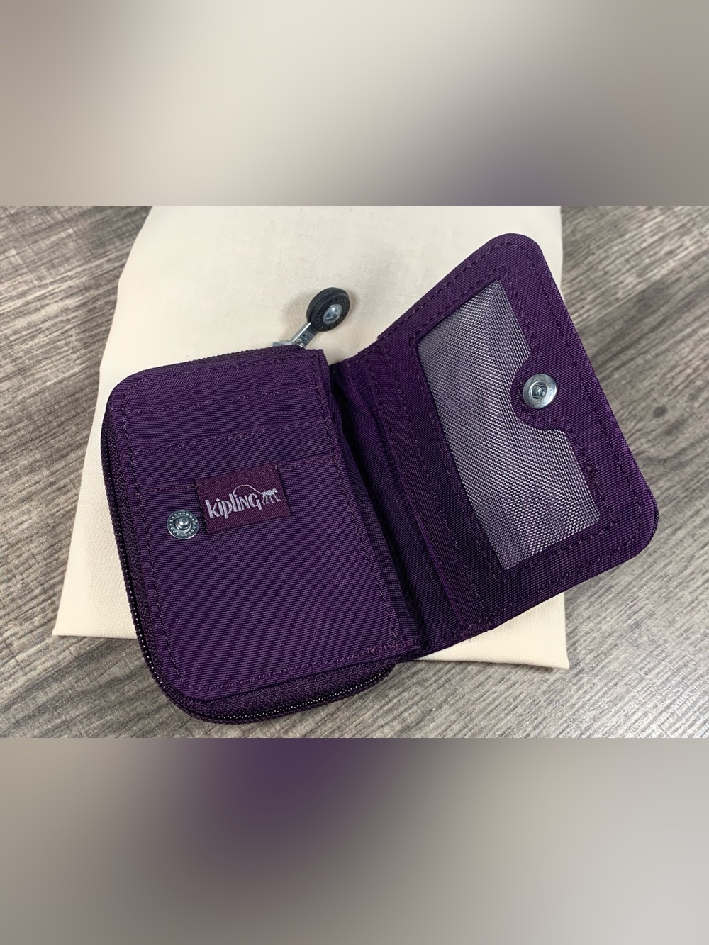 Kipling Tops Zip Around Mini Bifold Wallet Snap Card Case Purple - Picture 2 of 6